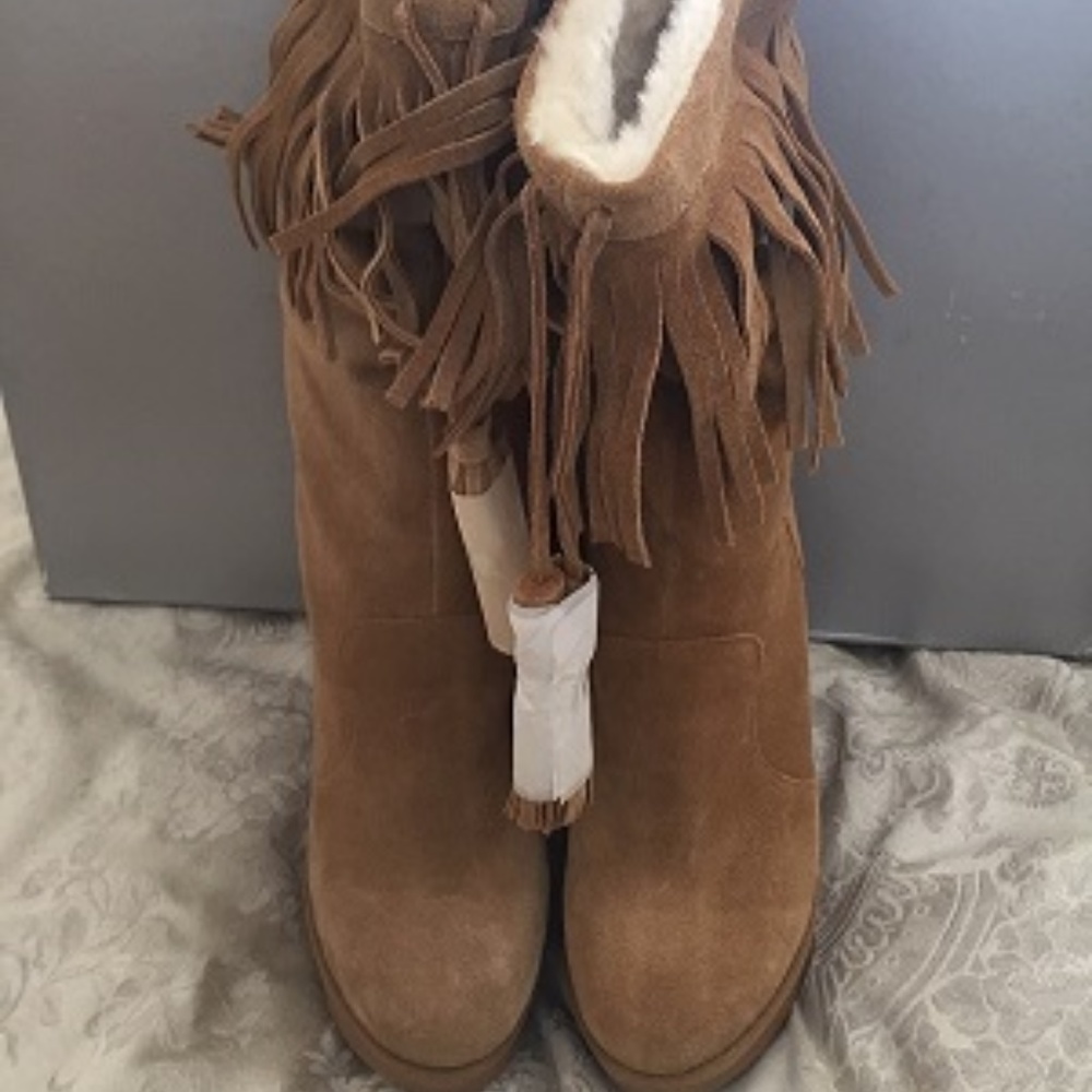 NEW Jessica Simpson Suede Fringe Wedge boot - 8